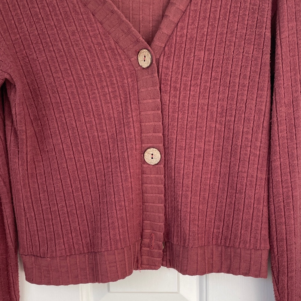 Sundays Ribbed Cardigan - Rust Red - Picture 7 of 8